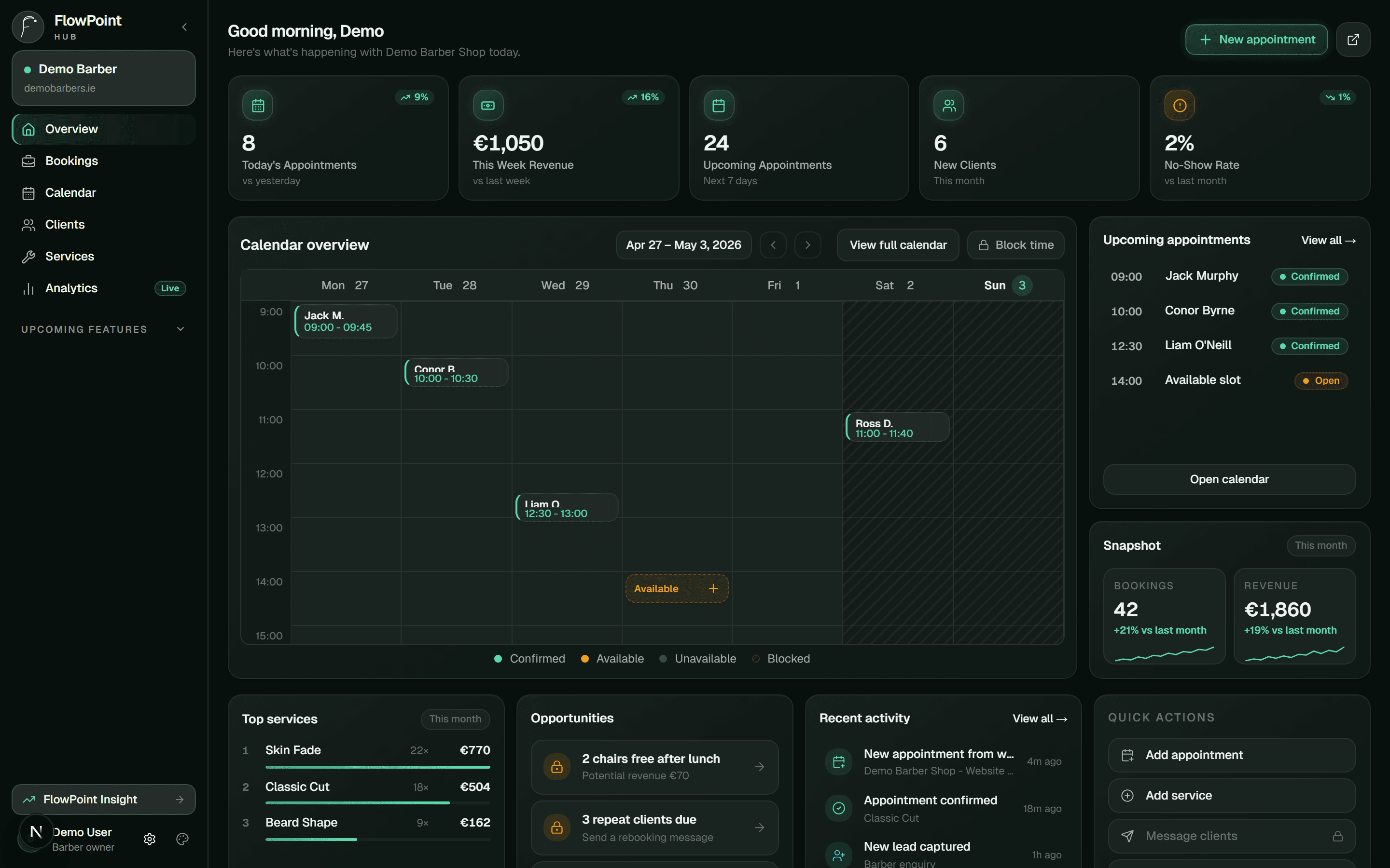 FlowPoint Hub in the Studio Dark colour theme